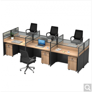 洛克菲勒职员办公桌简约现代6人位桌椅组合员工6人隔断办公室屏风办公家具王字型六人位（含柜含椅子）