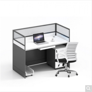 洛克菲勒 职员办公桌简约现代桌椅组合家具246人位屏风隔断卡座工作位 直型单人黑套白（含柜含椅子）