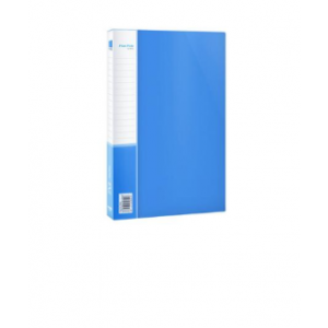 得力 5308 金属长押夹+插页袋硬文件夹 A4 单个装 蓝色 （单位：个）